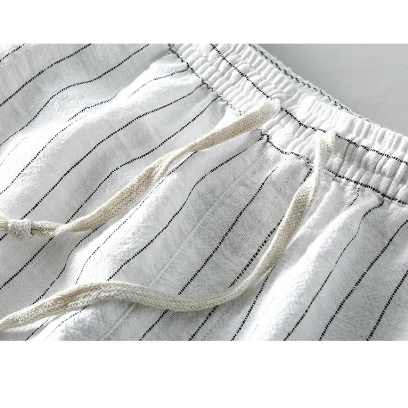 Cotton Linen Pinstripe Shorts