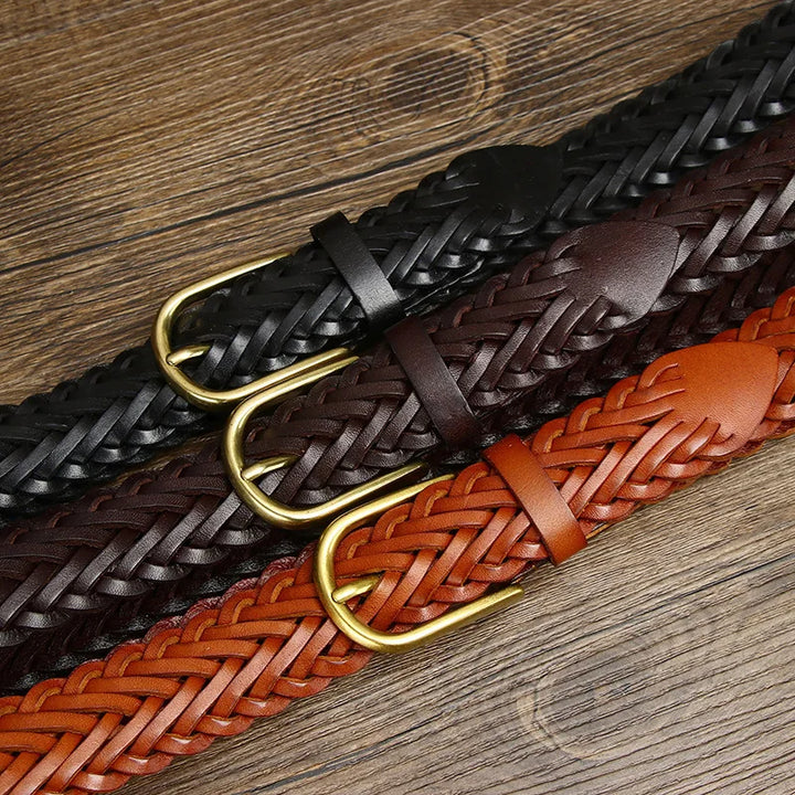 Full Grain Genuine Leather Woven Belt