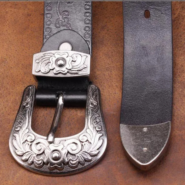 Genuine Leather Embossed Western Belt