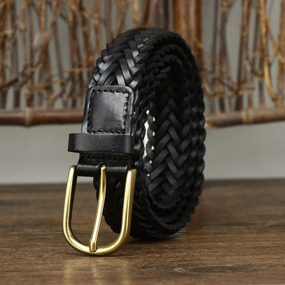 Full Grain Genuine Leather Woven Belt