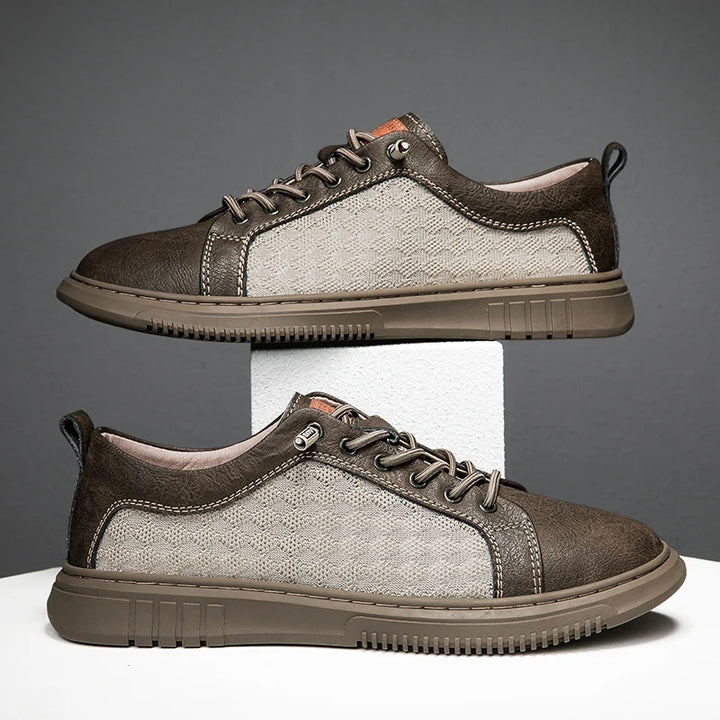 Genuine Leather & Mesh Low-Top Sneaker