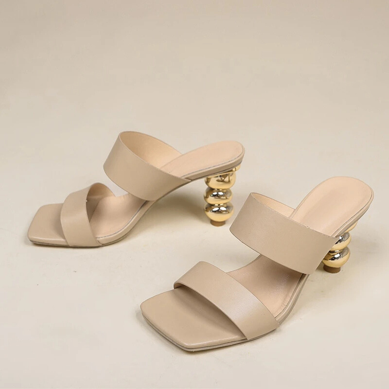 Gold Statement Square Toe Sandals