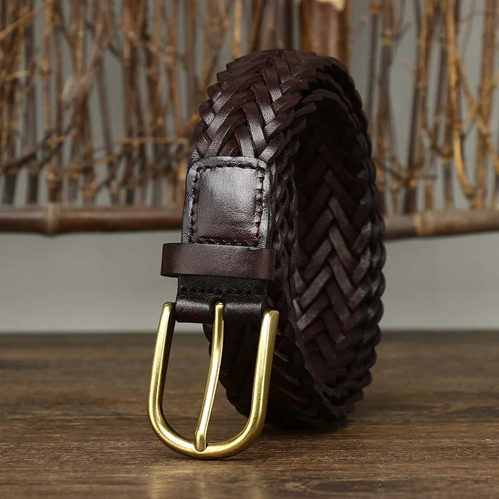 Full Grain Genuine Leather Woven Belt