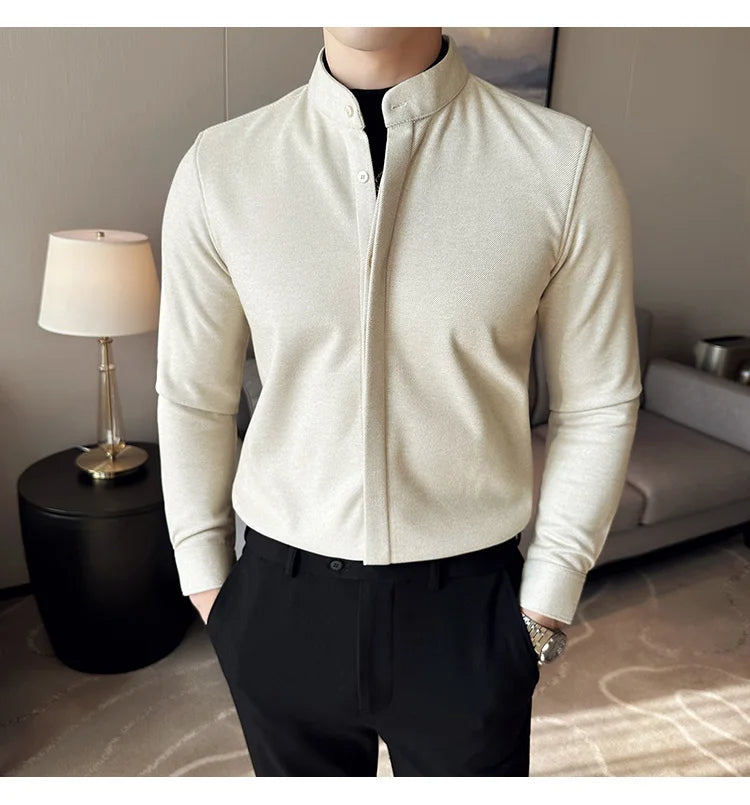 Stand-Up Collar Tailored Cardigan