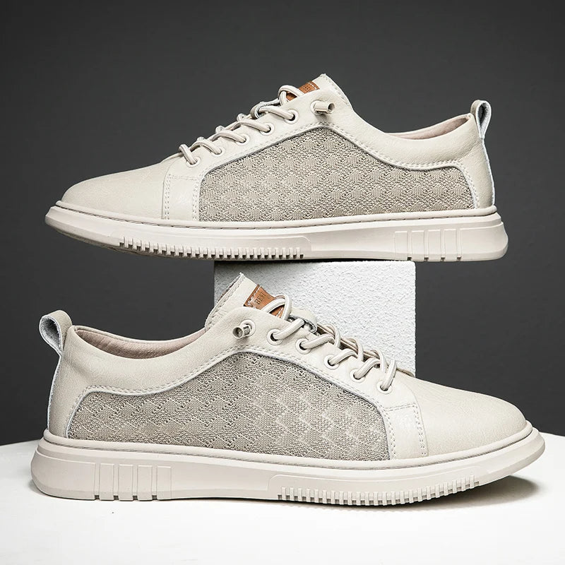 Genuine Leather & Mesh Low-Top Sneaker