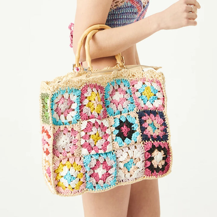 Bohemian Granny Straw Bag