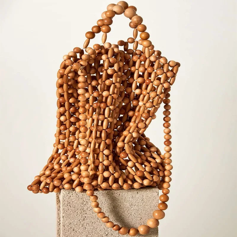 Natural Wooden Beads Tote Bag