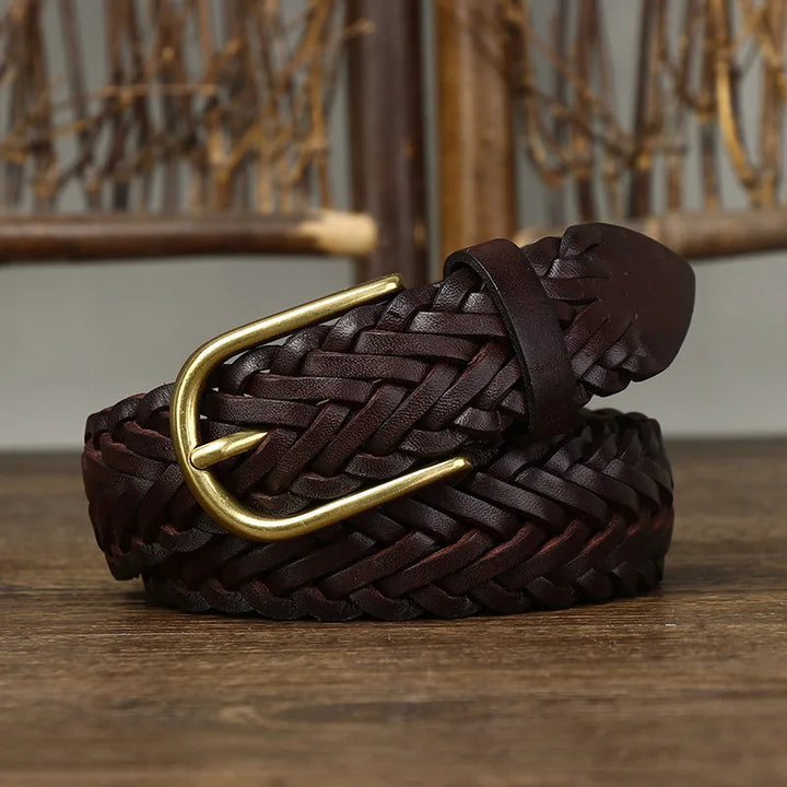 Full Grain Genuine Leather Woven Belt