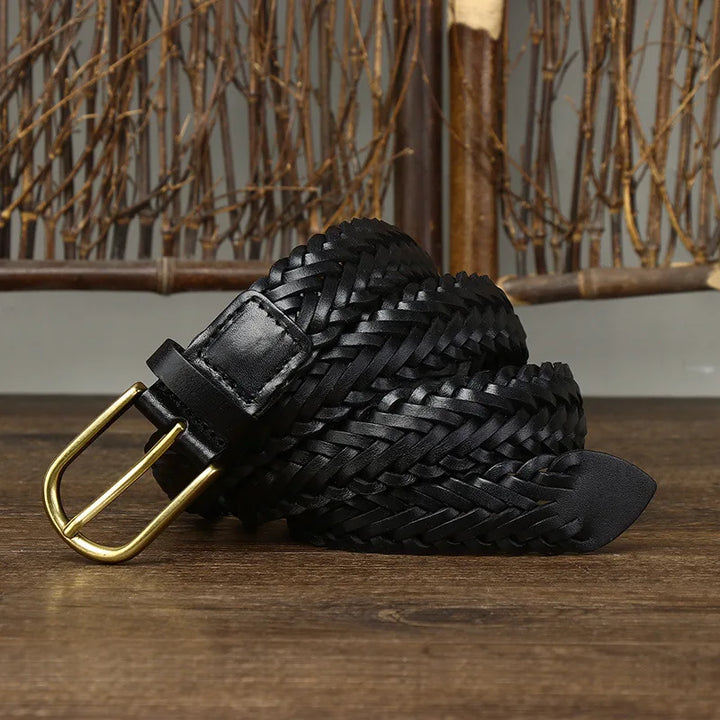 Full Grain Genuine Leather Woven Belt