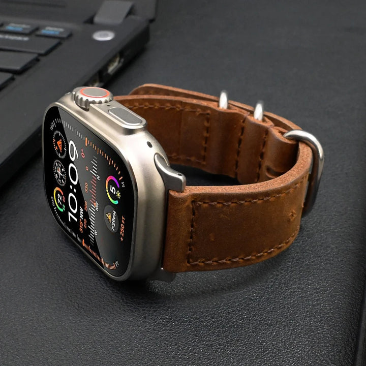 Rugged Genuine Leather Strap for Apple Watch