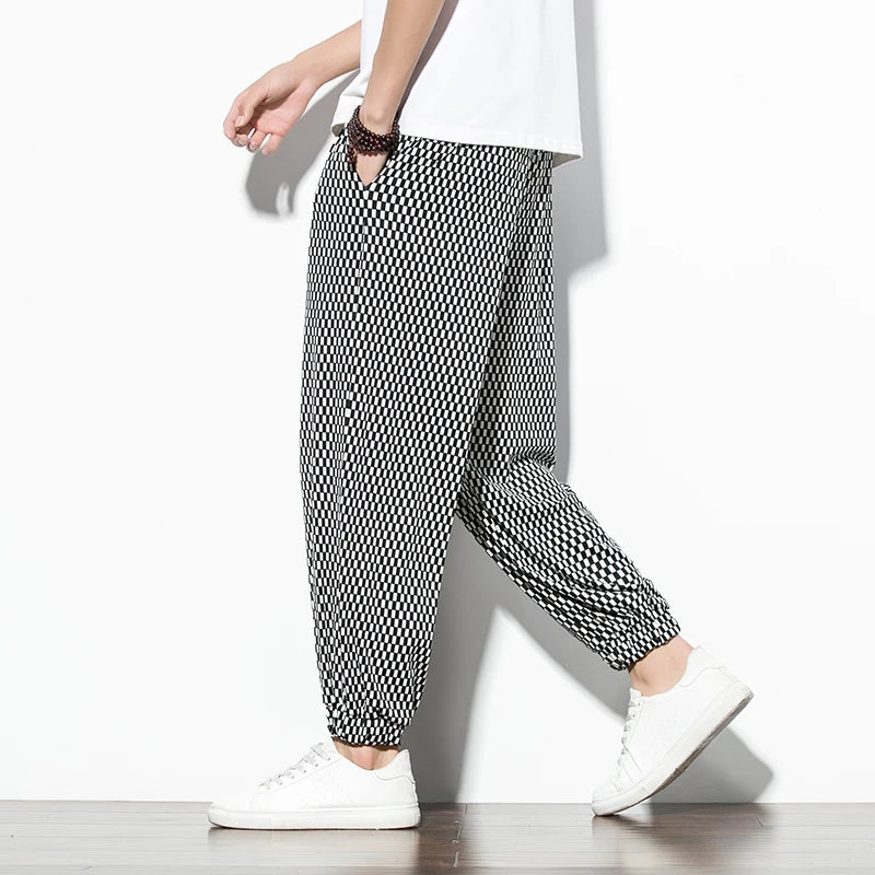 Cotton Linen Relaxed-Fit Joggers