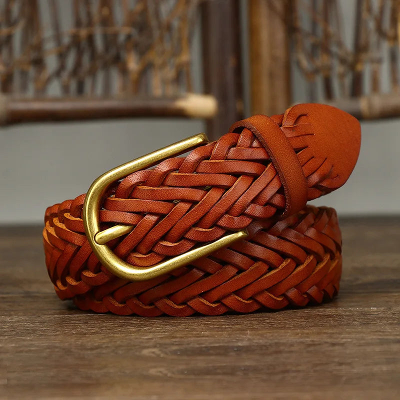 Full Grain Genuine Leather Woven Belt