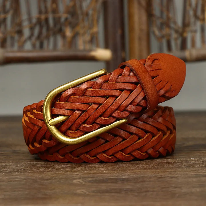 Full Grain Genuine Leather Woven Belt