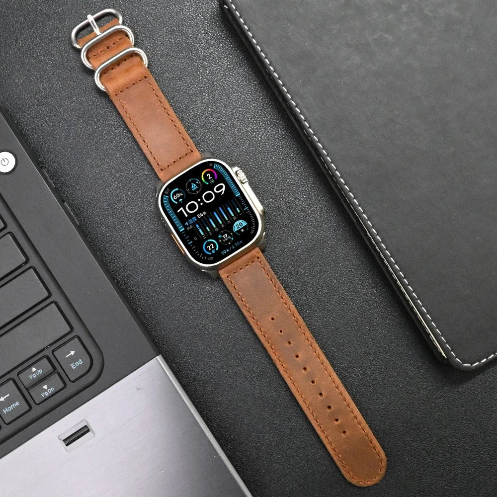 Rugged Genuine Leather Strap for Apple Watch