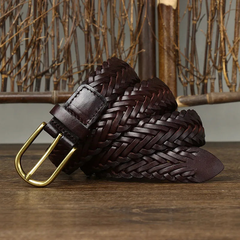 Full Grain Genuine Leather Woven Belt