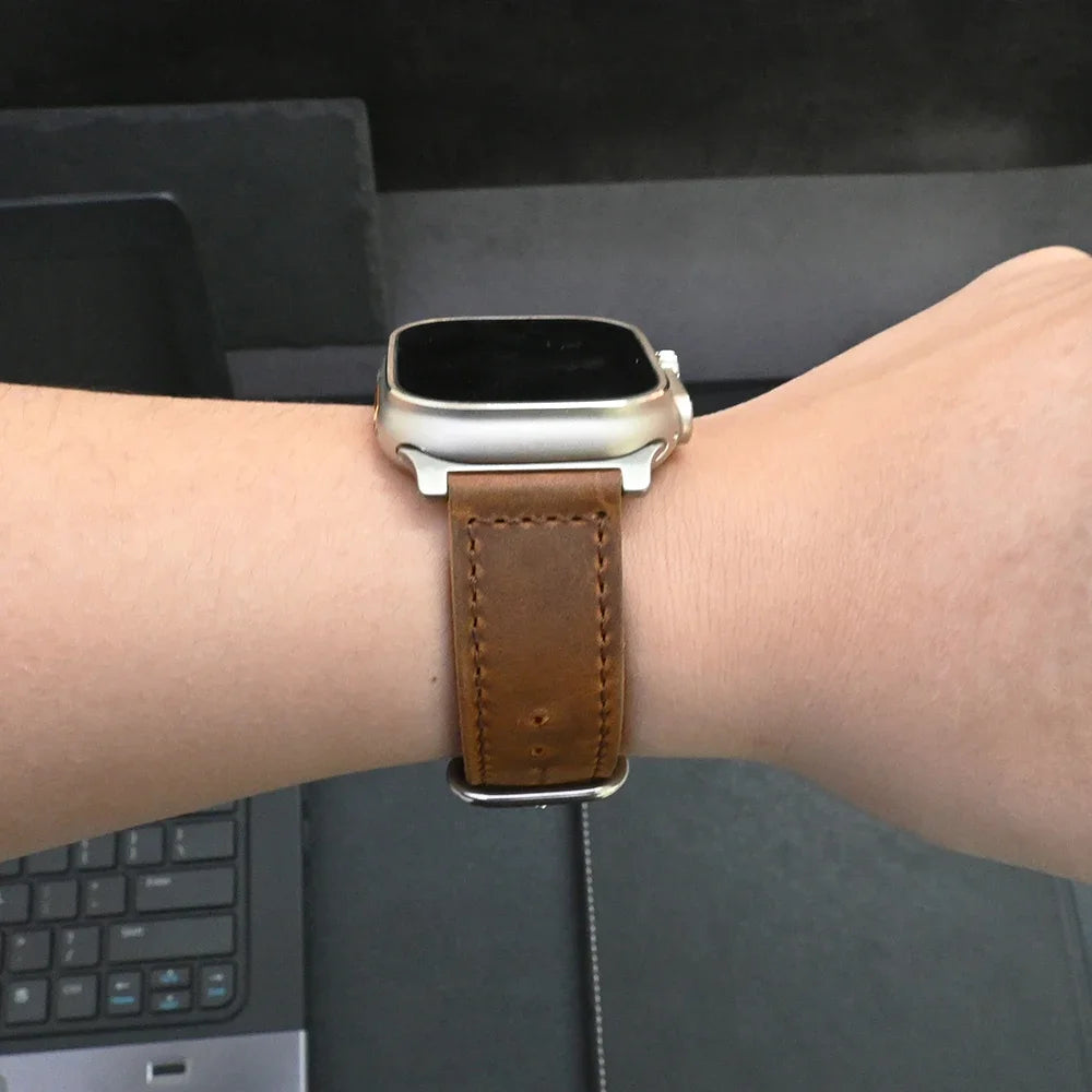 Rugged Genuine Leather Strap for Apple Watch