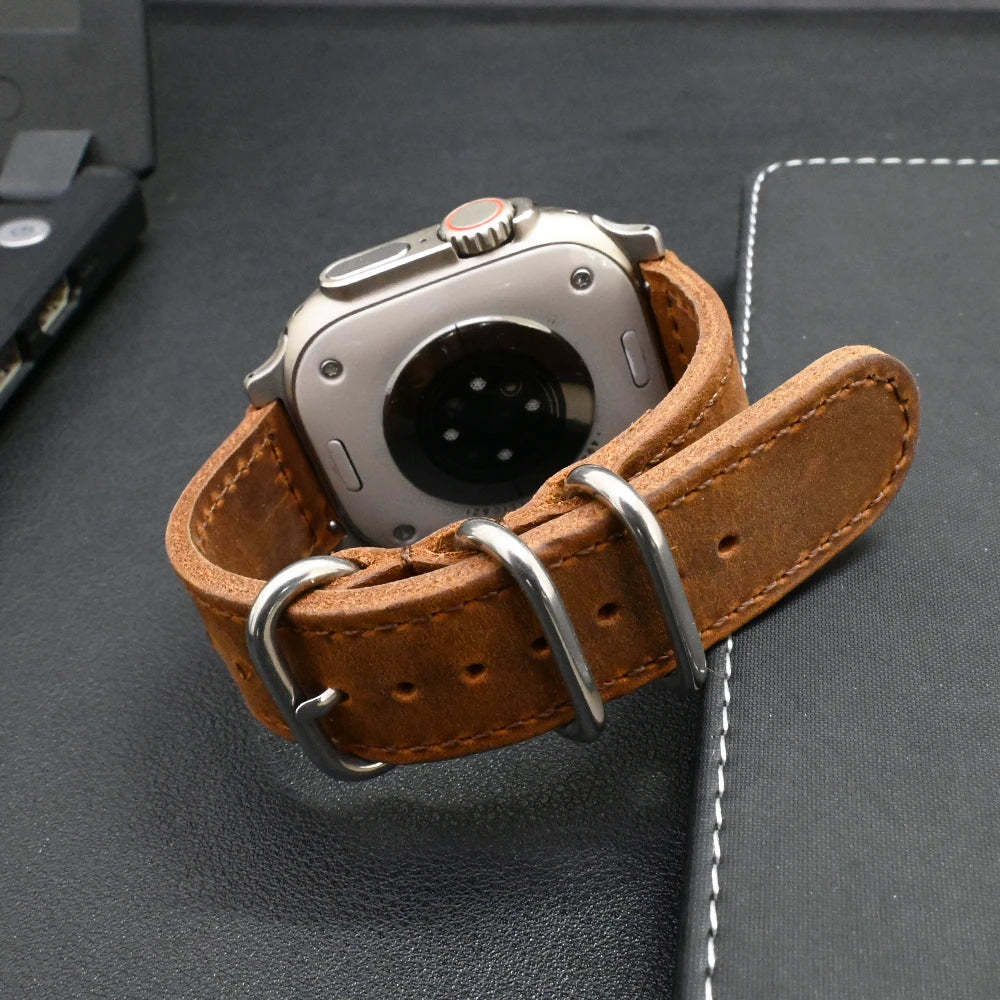 Rugged Genuine Leather Strap for Apple Watch