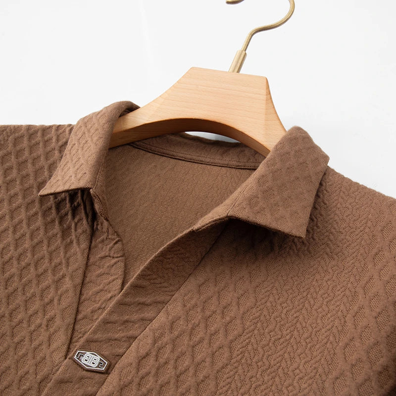 Morris Cable Knit Polo Sweater